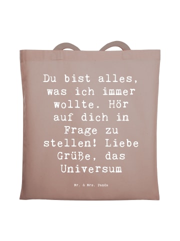 Mr. & Mrs. Panda Tote Bag Spruch Hoffnung und Selbstliebe mit Sp... in Braun Pastell