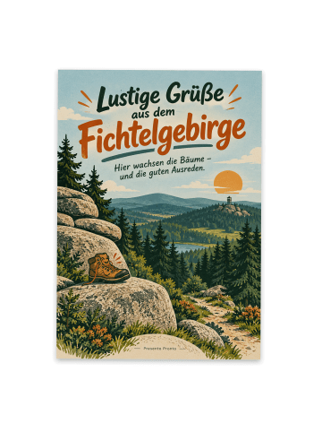 Postkarte Gebirge modern Design mit Spruch in Weiß