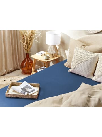 Beliani Bettlaken JANBU in Blau - (W) 160 x (H) 30 x (L) 200 cm