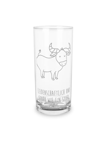 Mr. & Mrs. Panda Trinkglas Sternzeichen Stier mit Spruch in Transparent