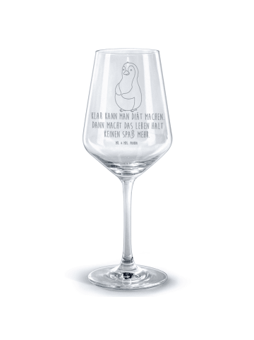 Mr. & Mrs. Panda Rotweinglas mit Gravur Pinguin Diät mit Spruch in Transparent