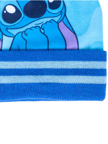Cerda 2-tlg. Winter Mütze Set: Disney Stitch in Blau
