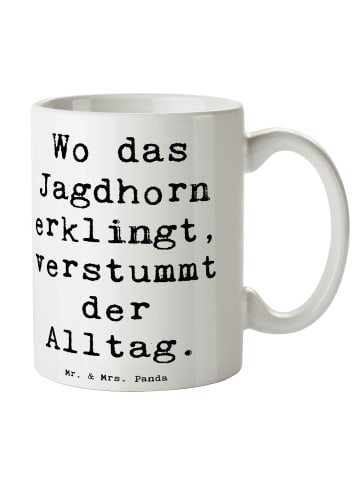 Mr. & Mrs. Panda Porzellantasse Spruch Jagdhorn Melodie mit Spruch in Weiß