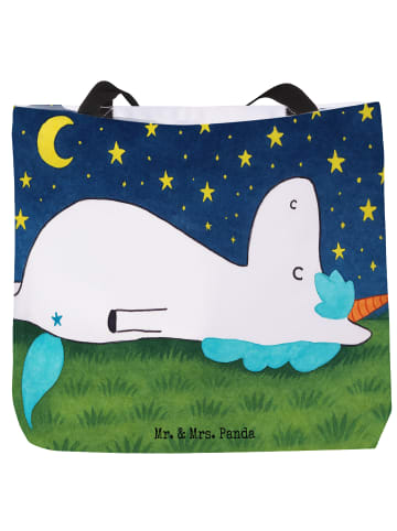 Mr. & Mrs. Panda Tote Bag Einhorn Sternenhimmel Design ohne Spruch in Weiß