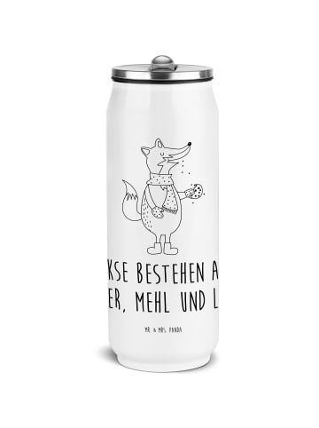 Mr. & Mrs. Panda Edelstahl Trinkflasche Fuchs Keks mit Spruch in Weiß