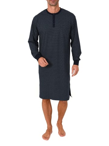 NORMANN Langarm Nachthemd Bündchen Minimalprint in marine
