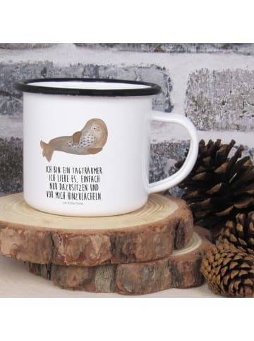 Mr. & Mrs. Panda Teetasse Robbe Lachen mit Spruch in Weiß