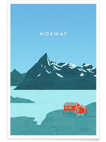 Juniqe Poster "Norway" in Blau & Türkis