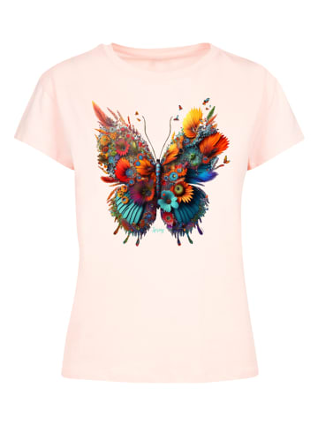 F4NT4STIC Ladies Box T-Shirt Schmetterling Blume in pink