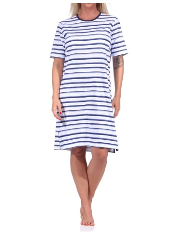 NORMANN kurzarm Nachthemd Streifen - 73236 in marine