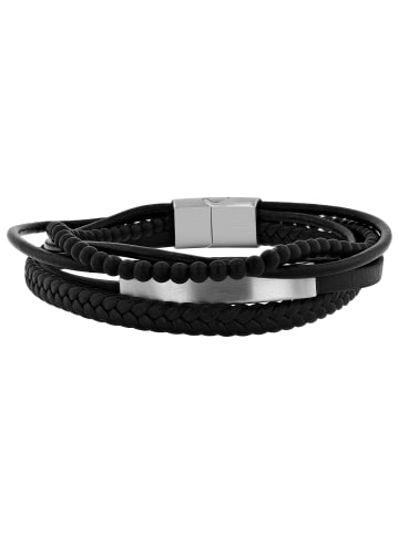 Adeliás Herren Edelstahl Armband Gravurplatte 23 cm mit edlem Onyx in schwarz