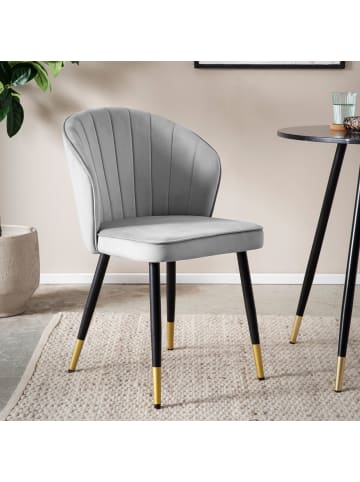 KADIMA DESIGN Esszimmerstuhl 2er Set Samt Küchenstuhl mit Metallbeinen, in Grau