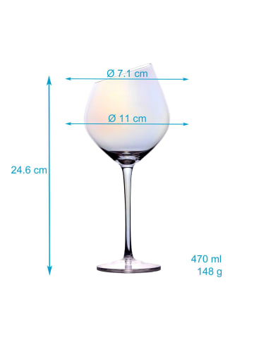 Intirilife Wein Glas Set 470 ml  Rotwein Weißwein Gläser in 2x Regenbogen Schimmer