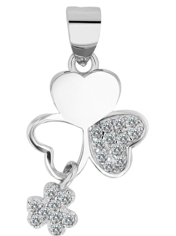 Adeliás Damen Anhänger – Kleeblatt Anhänger aus 925 Silber mit Zirkonia in silber
