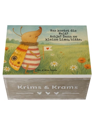 Mr. & Mrs. Panda Holzkiste Nachtfalter Fähnchen Design mit Spruch in Weiß