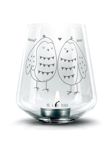Mr. & Mrs. Panda Teelichthalter Eulen Liebe ohne Spruch in Transparent