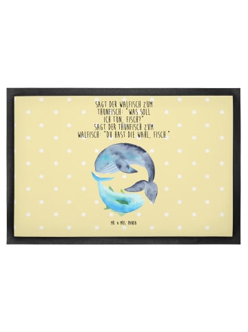 Mr. & Mrs. Panda Schmutzmatte Walfisch Thunfisch mit Spruch in Gelb Pastell