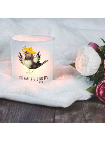 Mr. & Mrs. Panda Deko Windlicht Rabe Sombrero mit Spruch in Transparent