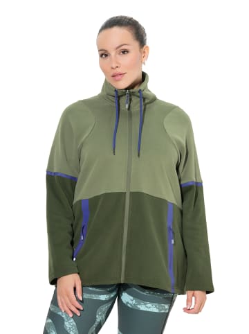Ulla Popken Sweatjacke in olivgrün