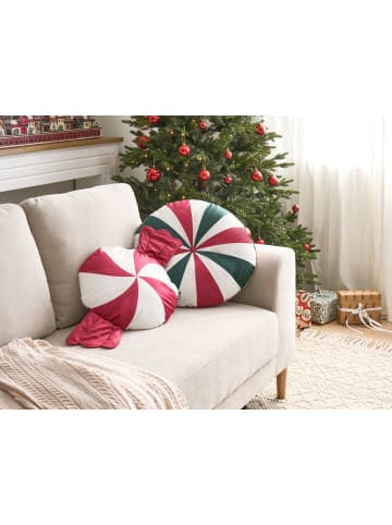 Beliani 2er-Set Dekokissen TWIRL TREATS in Weiß/Grün/Rot