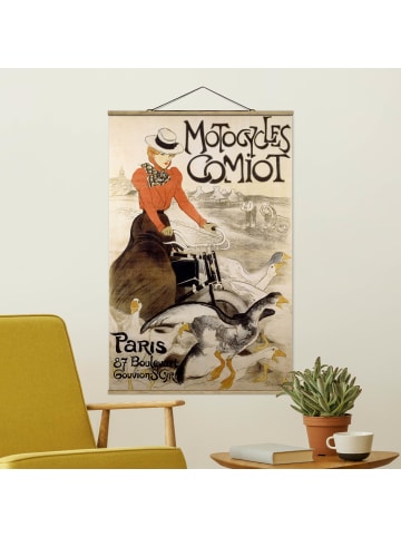 WALLART Stoffbild - T.-A. Steinlen - Werbeplakat für Motorcycles Comiot in Creme-Beige
