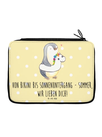 Mr. & Mrs. Panda Mäppchen Sommer Meer Strand Motiv mit Spruch in Gelb Pastell