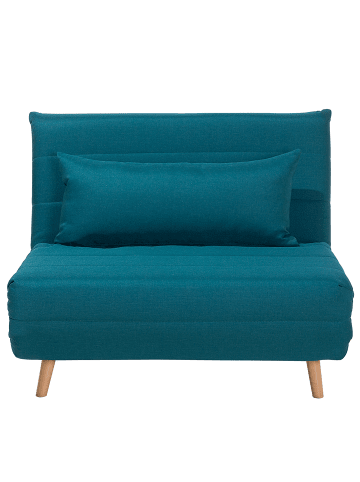 Beliani Einzelsofa SETTEN in Blau/Heller Holzfarbton - (W) 104 x (H) 82 x (L) 90 cm