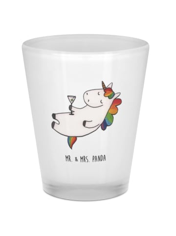 Mr. & Mrs. Panda Schnapsglas Einhorn Blümchentail ohne Spruch in Transparent