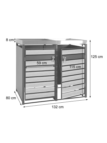 MCW 2er Mülltonnenverkleidung mit Pflanzkasten J81, Gold