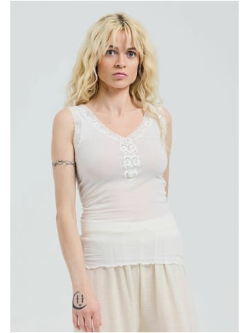 Seamless Basic Top Cotton Lacey in Off-White