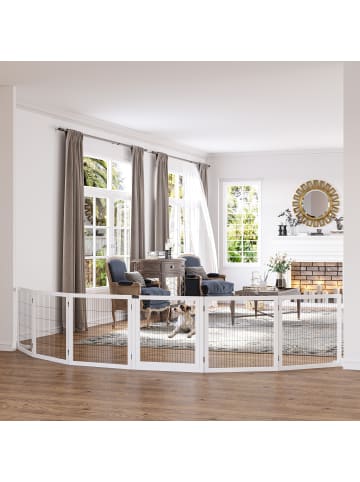 Pawhut Hunde Absperrgitter Weiß 432L x 36B x 70H cm