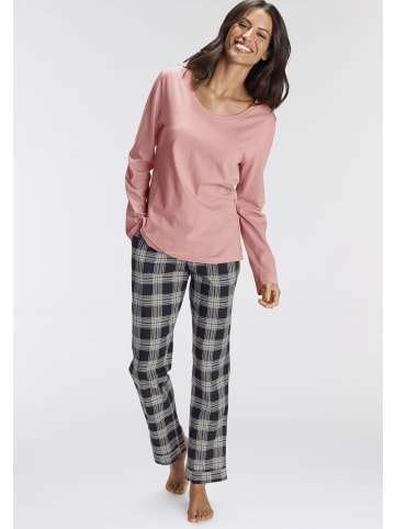 H.I.S Pyjama in rosa-schwarz