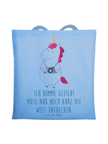 Mr. & Mrs. Panda Einkaufstüte Einhorn Fotograf mit Spruch in Sky Blue