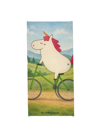 Mr. & Mrs. Panda Badetuch Einhorn Radfahrer Design ohne Spruch in Weiß