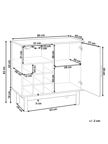Beliani Weinregal COSTELLO in Braun - (W) 80 x (H) 82 x (L) 40 cm
