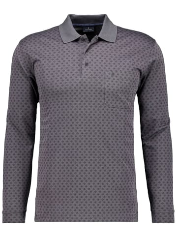 Ragman Softknit-Polo mit Alloverprint, Langarm in Grau
