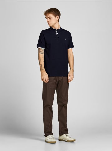 Jack & Jones Polo T-Shirt Pique Kurzarm Basic Hemd JJEPAULOS in Dunkelblau
