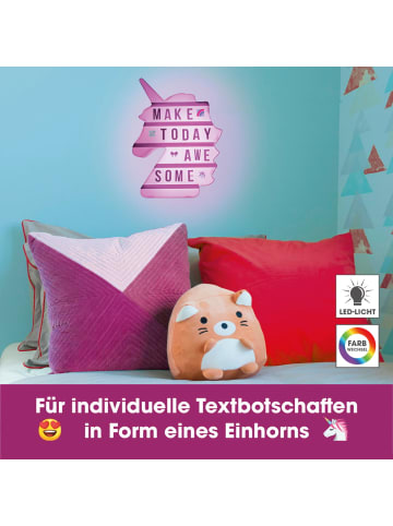 EASYmaxx LED-Leuchtkasten Einhorn 4,5V weiß 173 Buchstaben & 150 Moodjis  Weiß
