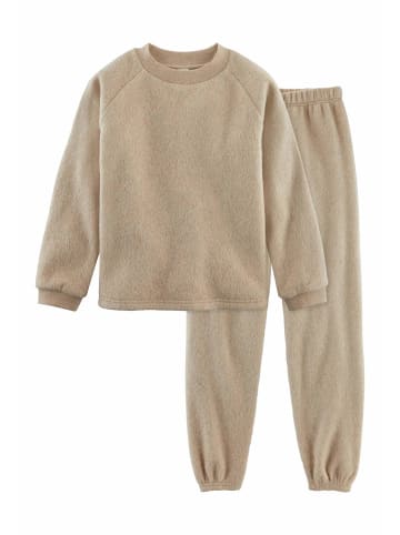 Hessnatur Hessnatur Fleece Pyjama Regular aus reiner Bio-Baumwolle in goldsand