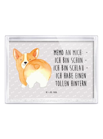 Mr. & Mrs. Panda Bilderrahmen Corgi Po mit Spruch in Grau Pastell