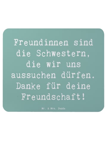 Mr. & Mrs. Panda Mauspad Spruch Freundinnen Schwestern mit Spruch in Meeresbrise