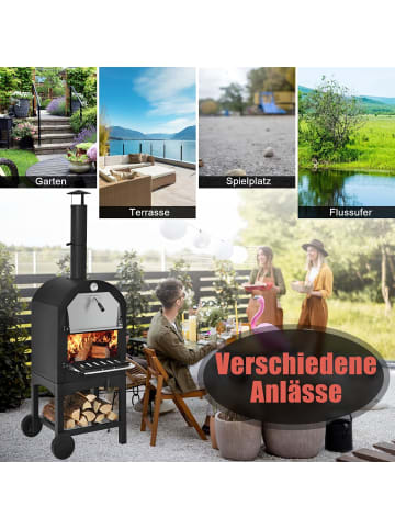 COSTWAY Pizzaofen Outdoor in Schwarz