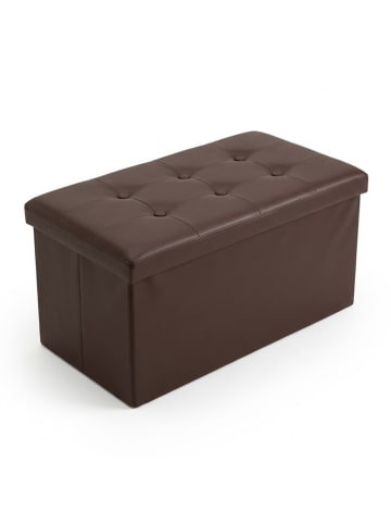 SCENA LIVING Rechteckiger Hocker mit Stauraum aus Kunstleder in Braun, 38 x 38 x 38 cm