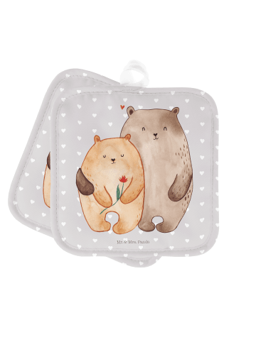 Mr. & Mrs. Panda Topfuntersetzer Bären Liebe ohne Spruch in Grau Pastell