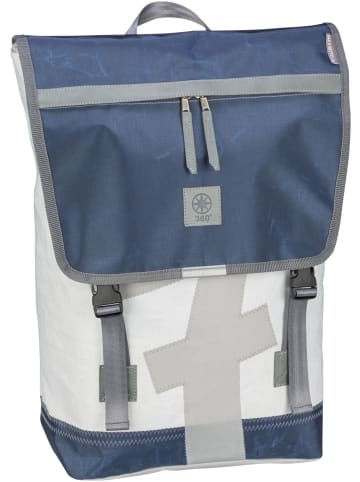 360 grad Rucksack / Backpack Landgang in Weiß/Blau mit grauer Zahl