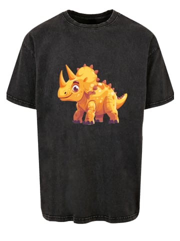 F4NT4STIC Oversize T-Shirt Süßer Triceratops Dinosaurier in schwarz