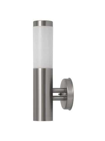 Licht-Erlebnisse Außen Wandlampe Ø 7.6 x (H)38 cm in Silber Weiß