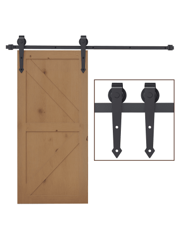 HOMCOM Schiebetür-Beschlagsatz-200L x 4B x 0,6H cm-Braun