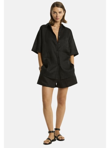 Sea Level Resort Linen Strandhemd in schwarz