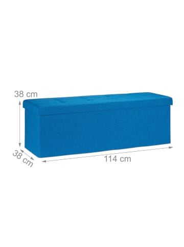 relaxdays Faltbare Sitzbank in Blau - (B)114 x (H)38 x (T)38 cm
